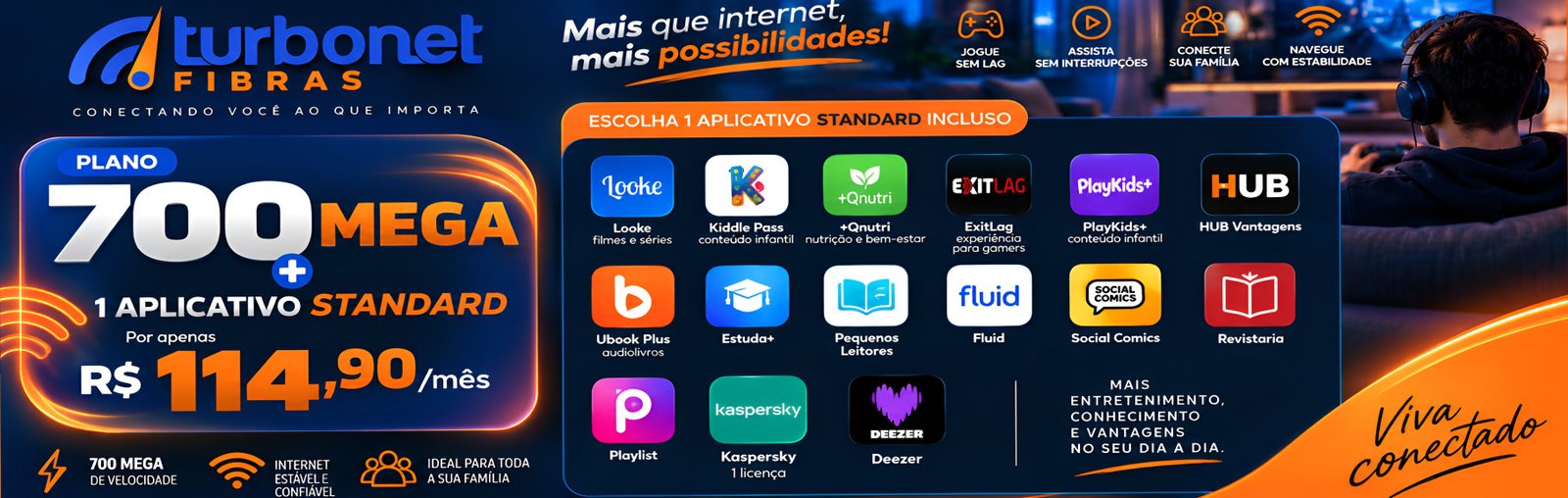 Internet 700 Mega por R$ 129,90 por mês com instalação grátis